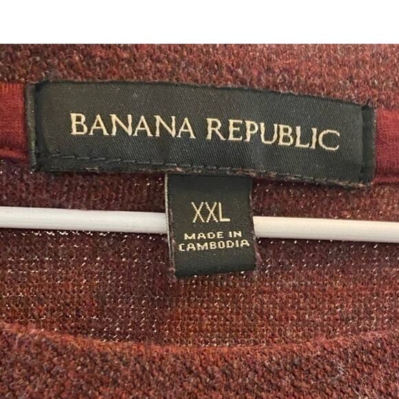 𝅺Banana Republic Men's XXL Staple Heathered Burgundy Long Sleeve Knit Pullover - Picture 3 of 5